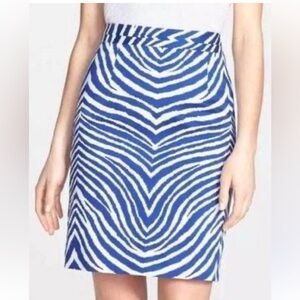Milly zebra pencil skirt in color cobal size 4 new with tags